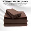 imageTribeca Living FLSOEDSS Luxury Solid Flannel Deep Pocket Sheet Set Cal King ChocolateChocolate