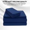 imageTribeca Living FLSOEDSS Luxury Solid Flannel Deep Pocket Sheet Set Cal King ChocolateDark Blue