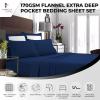 imageTribeca Living FLSOEDSS Luxury Solid Flannel Deep Pocket Sheet Set Cal King ChocolateDark Blue