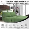imageTribeca Living FLSOEDSS Luxury Solid Flannel Deep Pocket Sheet Set Cal King ChocolateGreen