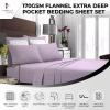 imageTribeca Living FLSOEDSS Luxury Solid Flannel Deep Pocket Sheet Set Cal King ChocolateLavender