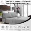 imageTribeca Living FLSOEDSS Luxury Solid Flannel Deep Pocket Sheet Set Cal King ChocolatePlatinum