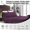 imageTribeca Living FLSOEDSS Luxury Solid Flannel Deep Pocket Sheet Set Cal King ChocolatePurple