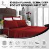 imageTribeca Living FLSOEDSS Luxury Solid Flannel Deep Pocket Sheet Set Cal King ChocolateRed