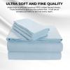 imageTribeca Living FLSOEDSS Luxury Solid Flannel Deep Pocket Sheet Set Cal King ChocolateSky Blue