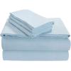 imageTribeca Living FLSOEDSS Luxury Solid Flannel Deep Pocket Sheet Set Cal King ChocolateSky Blue