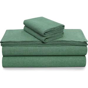 imageTribeca Living 100 Cotton Flannel Sheet Set  Deep Pocket 170GSM Ultra Soft ampamp Cozy Bedding for Winter Cal King Plaid MooseHeather Evergreen