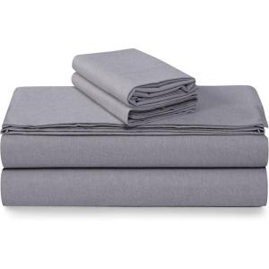 imageTribeca Living 100 Cotton Flannel Sheet Set  Deep Pocket 170GSM Ultra Soft ampamp Cozy Bedding for Winter Cal King Plaid MooseHeather Grey