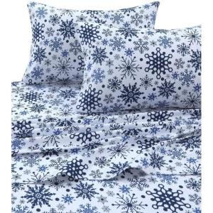 imageTribeca Living 100 Cotton Flannel Sheet Set  Deep Pocket 170GSM Ultra Soft ampamp Cozy Bedding for Winter Cal King Plaid MooseSnowflakes Multi