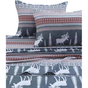 imageTribeca Living 100 Cotton Flannel Sheet Set  Deep Pocket 170GSM Ultra Soft ampamp Cozy Bedding for Winter Cal King Plaid MooseWinter Reindeer