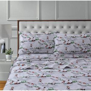 imageTribeca Living 100 Cotton Flannel Sheet Set  Deep Pocket 170GSM Ultra Soft ampamp Cozy Bedding for Winter Cal King Plaid MooseWinter Wonderland