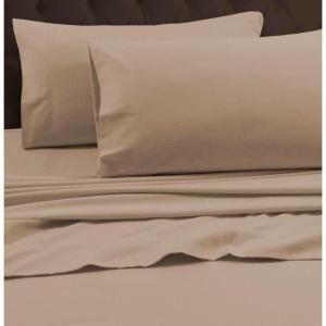 imageTribeca Living FLSOEDSS Luxury Solid Flannel Deep Pocket Sheet Set Cal King ChocolateCashmere