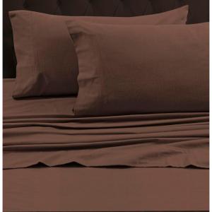 imageTribeca Living FLSOEDSS Luxury Solid Flannel Deep Pocket Sheet Set Cal King ChocolateChocolate