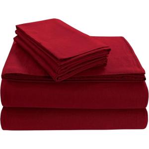 imageTribeca Living FLSOEDSS Luxury Solid Flannel Deep Pocket Sheet Set Cal King ChocolateDark Red