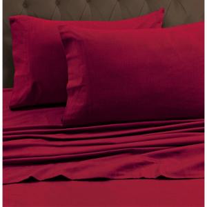 imageTribeca Living FLSOEDSS Luxury Solid Flannel Deep Pocket Sheet Set Cal King ChocolateDeep Red