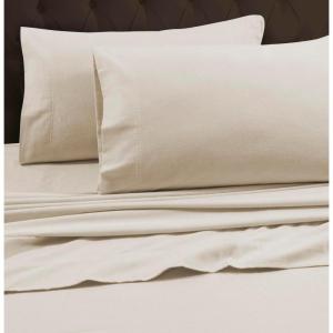 imageTribeca Living FLSOEDSS Luxury Solid Flannel Deep Pocket Sheet Set Cal King ChocolateIvory