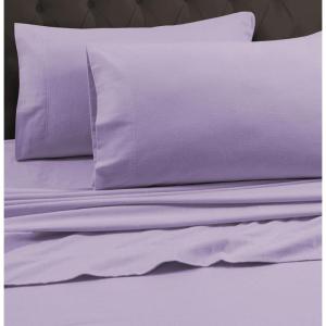 imageTribeca Living FLSOEDSS Luxury Solid Flannel Deep Pocket Sheet Set Cal King ChocolateLavender