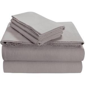 imageTribeca Living FLSOEDSS Luxury Solid Flannel Deep Pocket Sheet Set Cal King ChocolatePlatinum