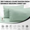 imageTribeca Living BAMB300SSCKWH 300 TC Rayon from Bamboo Deep Pocket Sheet 4 Piece Set WhiteSage Green
