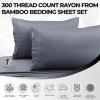 imageTribeca Living BAMB300SSCKWH 300 TC Rayon from Bamboo Deep Pocket Sheet 4 Piece Set WhiteSteel Grey
