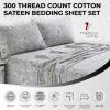imageTribeca Living California King Bed Sheet Set 300 Thread Count Soft Cotton Sateen Floral Print with Extra Deep Pockets 4Piece Bedding Set Park MulticolorColmar Silver GreyMulti