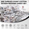 imageTribeca Living California King Bed Sheet Set 300 Thread Count Soft Cotton Sateen Floral Print with Extra Deep Pockets 4Piece Bedding Set Park MulticolorAmalfi Deep RedMulti