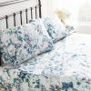 imageTribeca Living California King Bed Sheet Set 300 Thread Count Soft Cotton Sateen Floral Print with Extra Deep Pockets 4Piece Bedding Set Park MulticolorVernazza BlueMulti