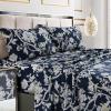 imageTribeca Living California King Bed Sheet Set 300 Thread Count Soft Cotton Sateen Floral Print with Extra Deep Pockets 4Piece Bedding Set Park MulticolorColmar Navy BlueMulti