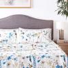 imageTribeca Living California King Bed Sheet Set 300 Thread Count Soft Cotton Sateen Floral Print with Extra Deep Pockets 4Piece Bedding Set Park MulticolorAmalfi BlueMulti