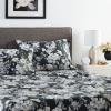 imageTribeca Living California King Bed Sheet Set 300 Thread Count Soft Cotton Sateen Floral Print with Extra Deep Pockets 4Piece Bedding Set Park MulticolorVernazza CharcoalMulti