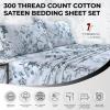 imageTribeca Living California King Bed Sheet Set 300 Thread Count Soft Cotton Sateen Floral Print with Extra Deep Pockets 4Piece Bedding Set Park MulticolorVernazza BlueMulti