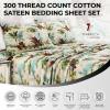 imageTribeca Living California King Bed Sheet Set 300 Thread Count Soft Cotton Sateen Floral Print with Extra Deep Pockets 4Piece Bedding Set Park MulticolorParadise Island Multi