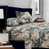 imageTribeca Living California King Bed Sheet Set 300 Thread Count Soft Cotton Sateen Floral Print with Extra Deep Pockets 4Piece Bedding Set Park MulticolorMulticolor