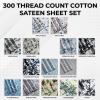imageTribeca Living California King Bed Sheet Set 300 Thread Count Soft Cotton Sateen Floral Print with Extra Deep Pockets 4Piece Bedding Set Park MulticolorLisbon GreyMulti