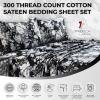 imageTribeca Living California King Bed Sheet Set 300 Thread Count Soft Cotton Sateen Floral Print with Extra Deep Pockets 4Piece Bedding Set Park MulticolorVernazza CharcoalMulti