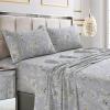 imageTribeca Living California King Bed Sheet Set 300 Thread Count Soft Cotton Sateen Floral Print with Extra Deep Pockets 4Piece Bedding Set Park MulticolorColmar Silver GreyMulti