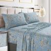imageTribeca Living California King Bed Sheet Set 300 Thread Count Soft Cotton Sateen Floral Print with Extra Deep Pockets 4Piece Bedding Set Park MulticolorColmar Sky BlueMulti