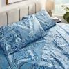 imageTribeca Living California King Bed Sheet Set 300 Thread Count Soft Cotton Sateen Floral Print with Extra Deep Pockets 4Piece Bedding Set Park MulticolorAtlantis Multi
