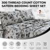 imageTribeca Living California King Bed Sheet Set 300 Thread Count Soft Cotton Sateen Floral Print with Extra Deep Pockets 4Piece Bedding Set Park MulticolorLisbon GreyMulti