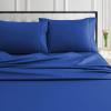 imageTribeca Living Cotton Percale Queen Size Bed Sheet Set 300 Thread Count Extra Deep Pockets MulticolorClassic Blue