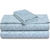 imageTribeca Living Cotton Percale Queen Size Bed Sheet Set 300 Thread Count Extra Deep Pockets MulticolorDanielle Paisley Blue