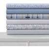 imageTribeca Living Cotton Percale Queen Size Bed Sheet Set 300 Thread Count Extra Deep Pockets MulticolorDanielle Paisley Blue
