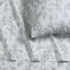 imageTribeca Living Cotton Percale Queen Size Bed Sheet Set 300 Thread Count Extra Deep Pockets MulticolorEmma Floral Grey
