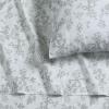 imageTribeca Living Cotton Percale Queen Size Bed Sheet Set 300 Thread Count Extra Deep Pockets MulticolorEmma Floral Grey