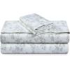 imageTribeca Living Cotton Percale Queen Size Bed Sheet Set 300 Thread Count Extra Deep Pockets MulticolorEmma Floral Grey