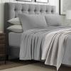 imageTribeca Living Cotton Percale Queen Size Bed Sheet Set 300 Thread Count Extra Deep Pockets MulticolorMistGrey