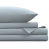 imageTribeca Living Cotton Percale Queen Size Bed Sheet Set 300 Thread Count Extra Deep Pockets MulticolorMistGrey