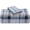 imageTribeca Living Cotton Percale Queen Size Bed Sheet Set 300 Thread Count Extra Deep Pockets MulticolorTribeca Plaid Multicolor
