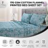 imageTribeca Living Katy Floral 170GSM Flannel Extra Deep Pocket Sheet Set Cal King Green KATYSHECKBLGreen
