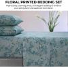 imageTribeca Living Katy Floral 170GSM Flannel Extra Deep Pocket Sheet Set Cal King Green KATYSHECKBLGreen